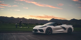 Overhead View of the Hood of a 2025 White 2025 Chevy Corvette Stingray