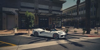 White Rear View 2025 of the Corvette Stingray